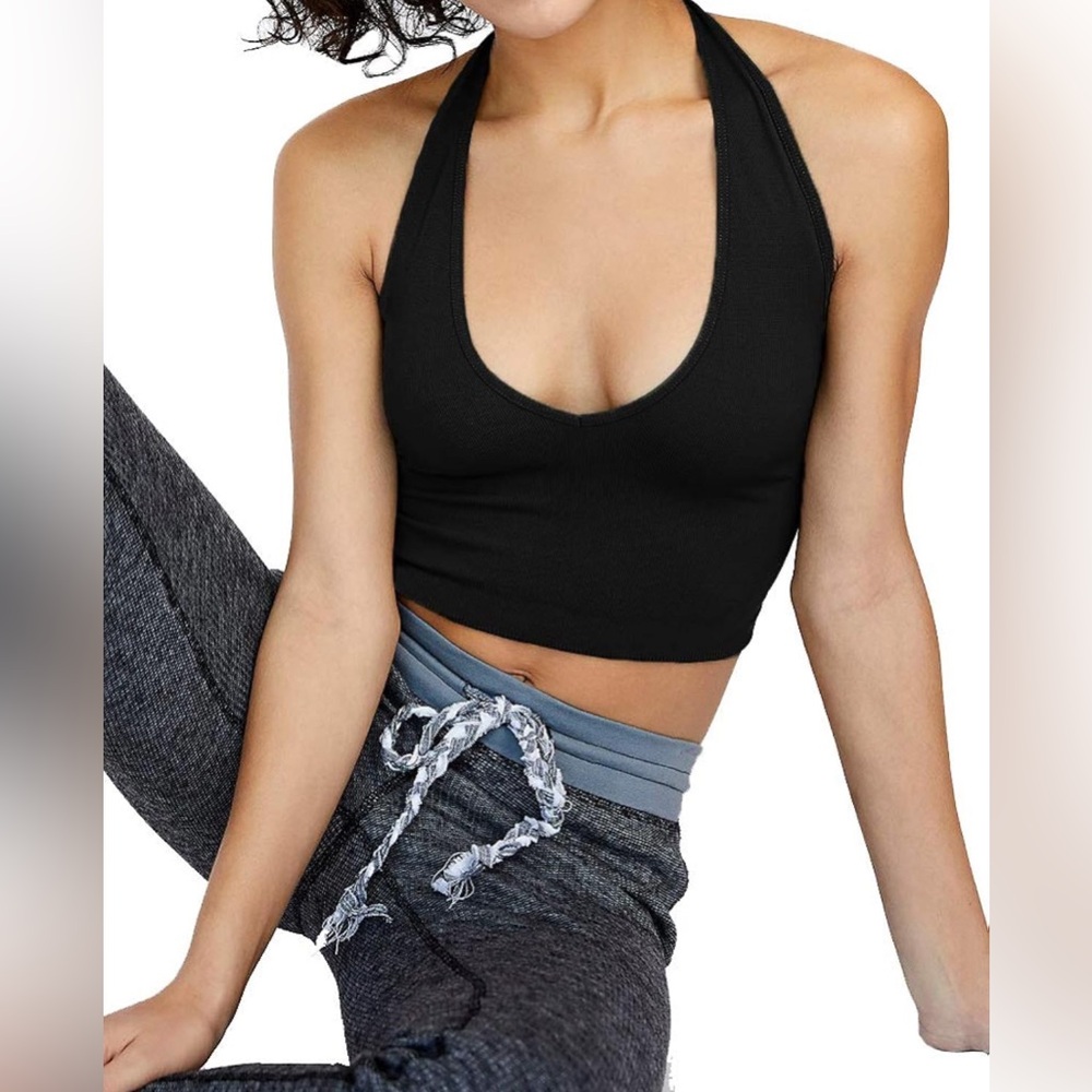 Black Halter Crop Top